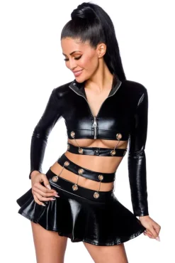 Saresia Metal Wetlook Set with Skirt (XL)