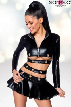 Saresia Metal Wetlook Set with Skirt (XL)