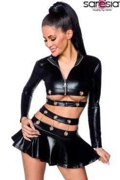 Saresia Metal Wetlook Set with Skirt (XL)