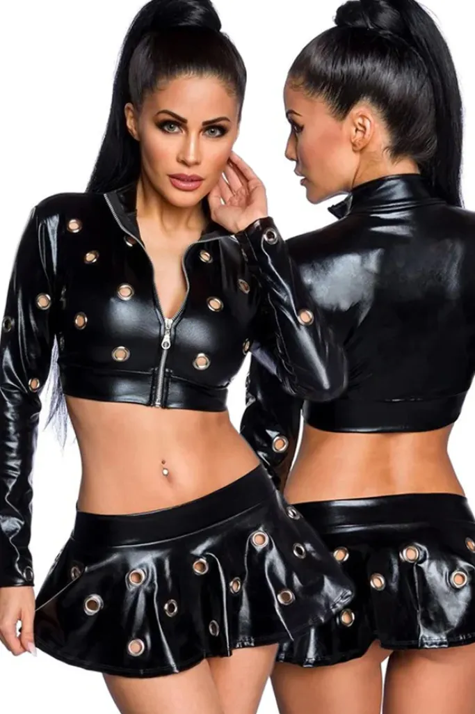 Saresia Metal Wetlook Set with Skirt (L)