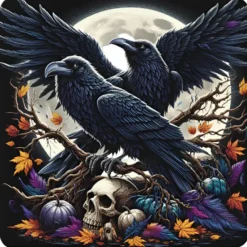 Oakhart Industries Set of 4 Raven Skull Coasters