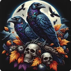 Oakhart Industries Set of 4 Raven Skull Coasters