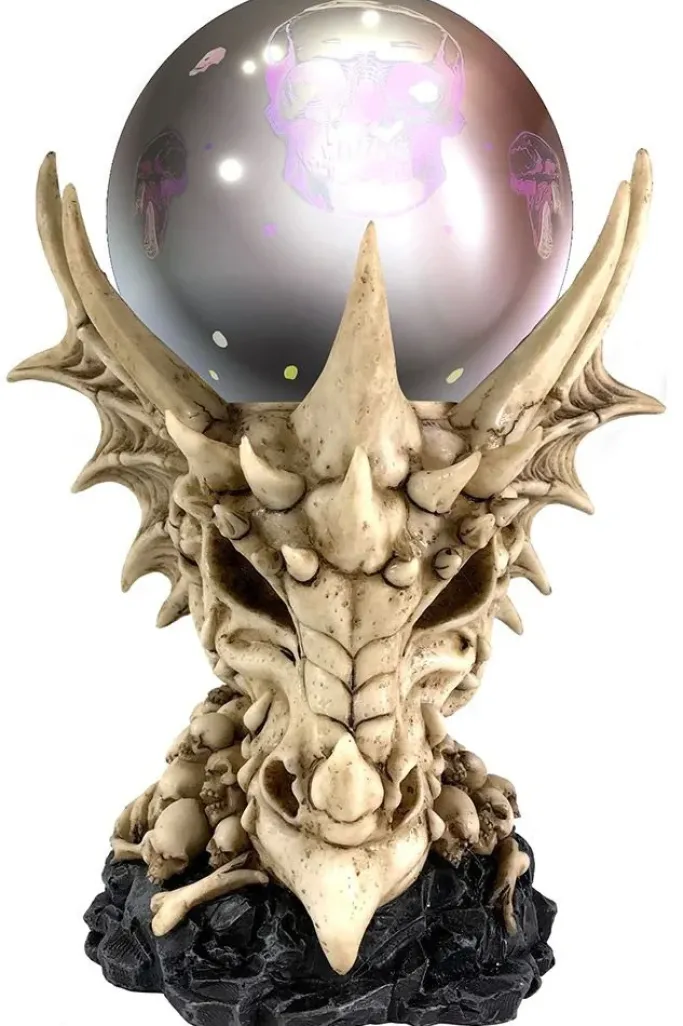 Nemesis Now Skeletal Realm Dragon Skull and LED Crystal Orb