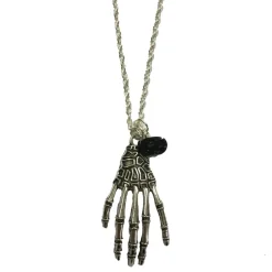 Gothic and Steampunk Jewellery Skeleton Hand and Rose Necklace