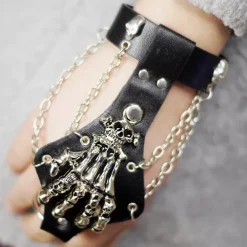 Gothic and Steampunk Jewellery Skeleton Hand Chain Cuff Bracelet