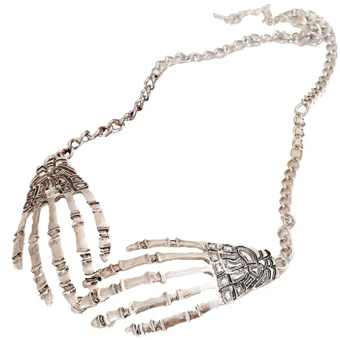 Gothic and Steampunk Jewellery Skeleton Hands Necklace