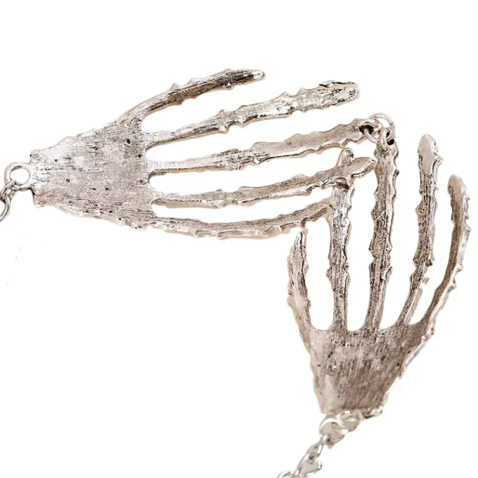 Gothic and Steampunk Jewellery Skeleton Hands Necklace
