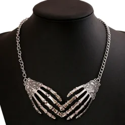 Gothic and Steampunk Jewellery Skeleton Hands Necklace
