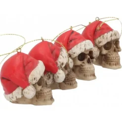 Nemesis Now Skull Christmas Tree Silent Night Bauble 4.3cm. Set of 12