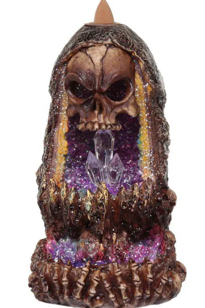 Puckator Skull Crystal Cave LED Backflow Incense Burner