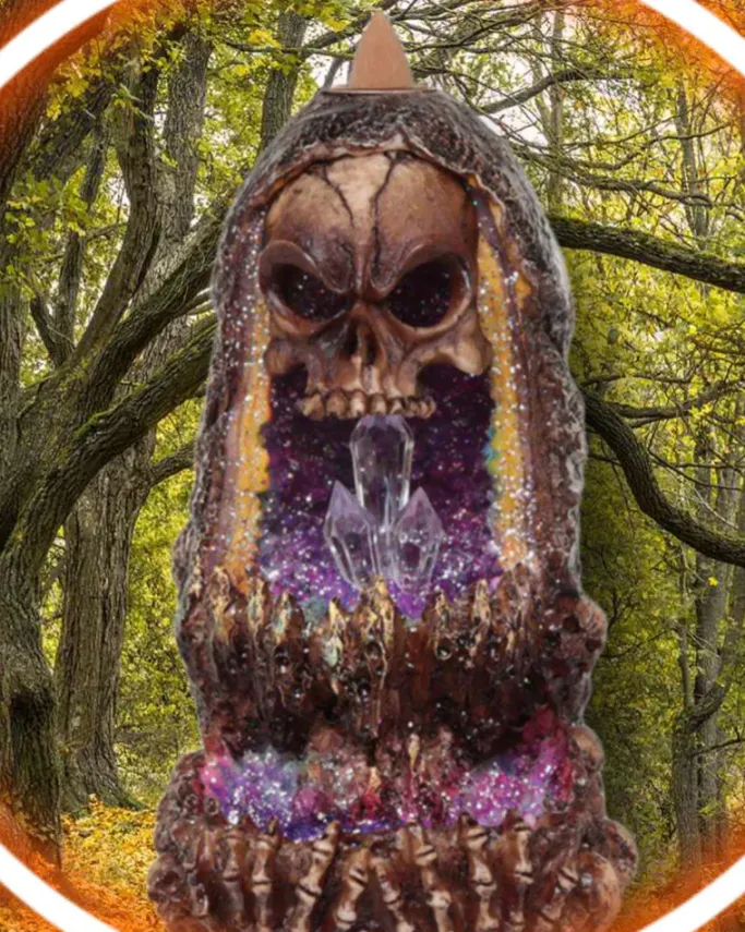 Puckator Skull Crystal Cave LED Backflow Incense Burner