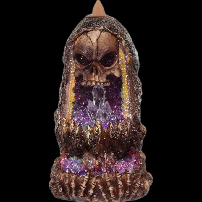 Puckator Skull Crystal Cave LED Backflow Incense Burner