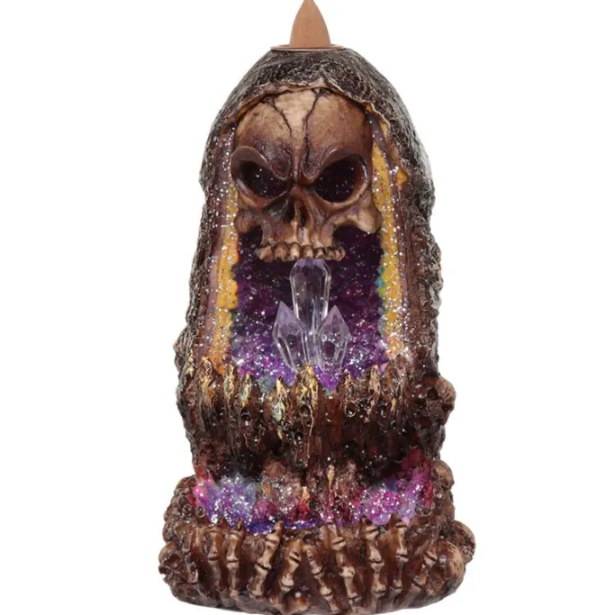 Puckator Skull Crystal Cave LED Backflow Incense Burner