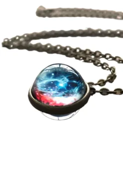 Gothic and Steampunk Jewellery Small Galaxy Sphere Pendant Orange/Blue