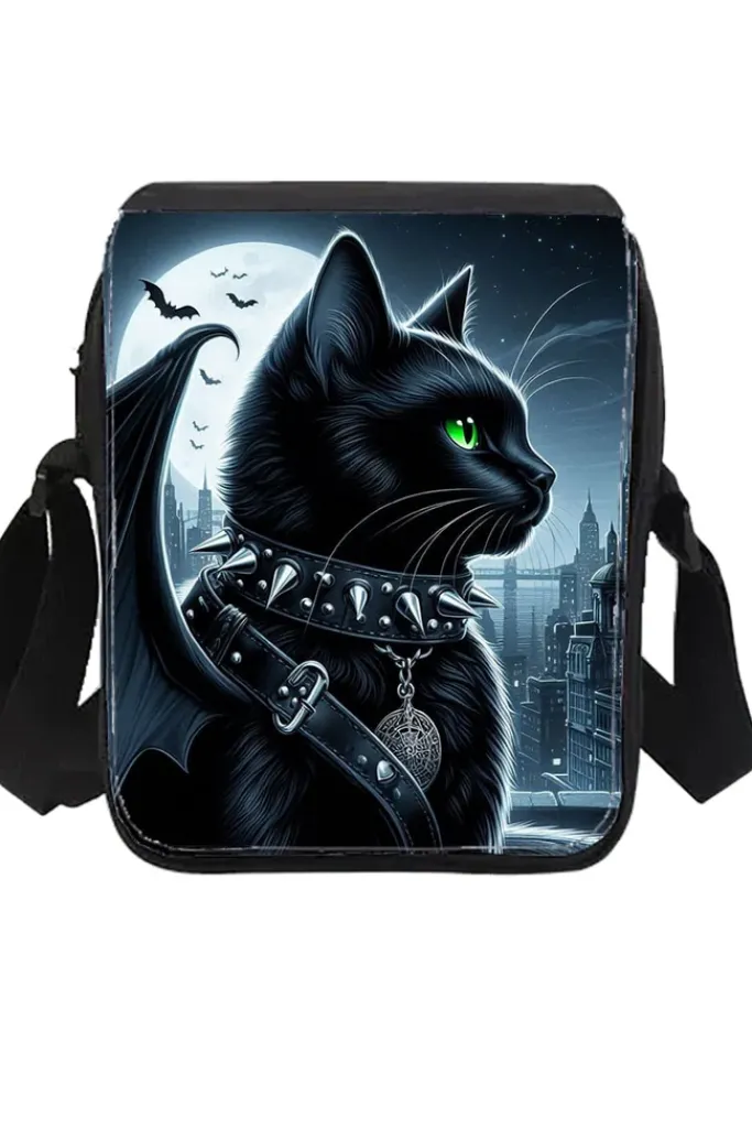 Oakhart Industries Small Gothic Bat Cat Shoulder Bag