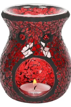 Something Different Small Red Crackle Glass Oil Burner