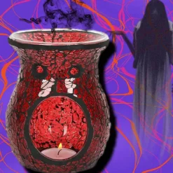 Something Different Small Red Crackle Glass Oil Burner
