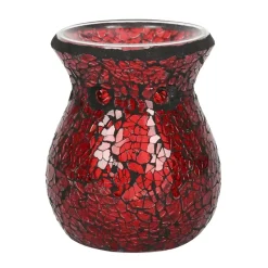 Something Different Small Red Crackle Glass Oil Burner