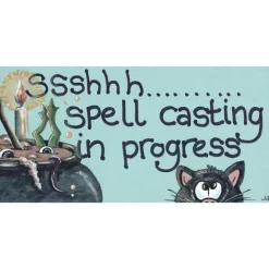 Something Different Ssshhh Spell Casting in Progress Cat Wall Plaque Door Sign