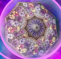Soake Stained Glass Pansies Folding Umbrella