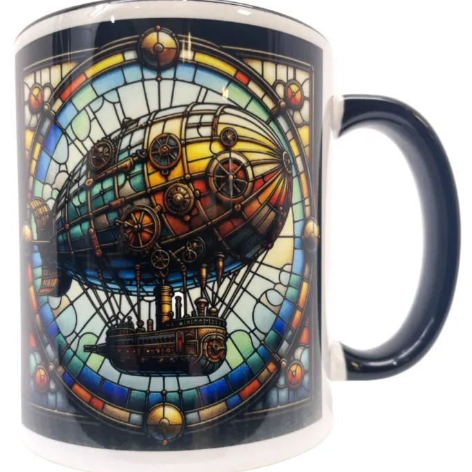 Oakhart Industries Steampunk Airship Mug Art028