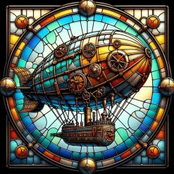 Oakhart Industries Steampunk Airship Mug Art028