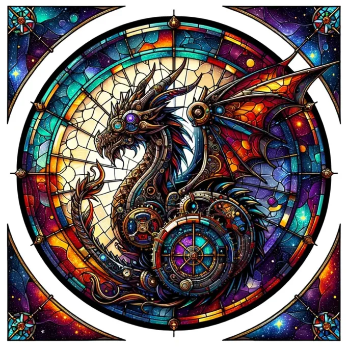Oakhart Industries Steampunk Black Dragon Coaster Art040