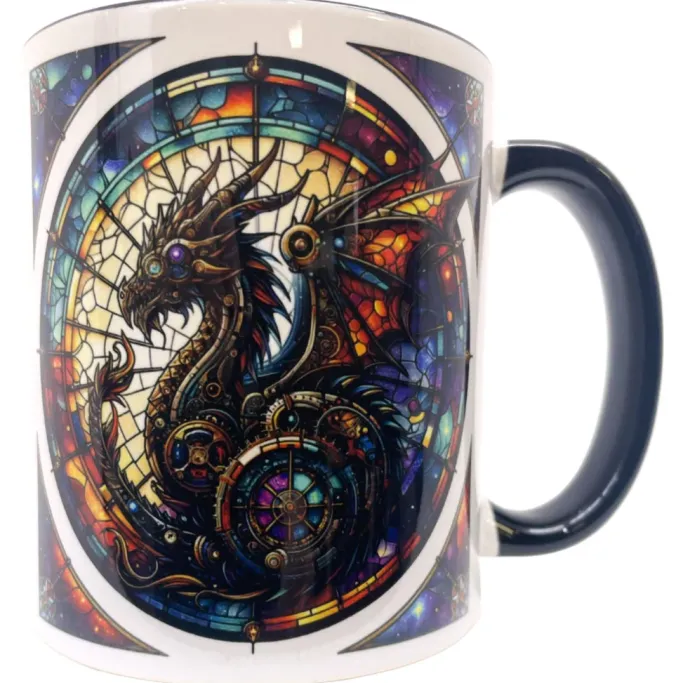 Oakhart Industries Steampunk Black Dragon Mug Art030