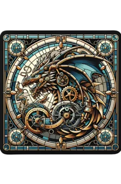 Oakhart Industries Steampunk Blue Dragon Coaster Art038