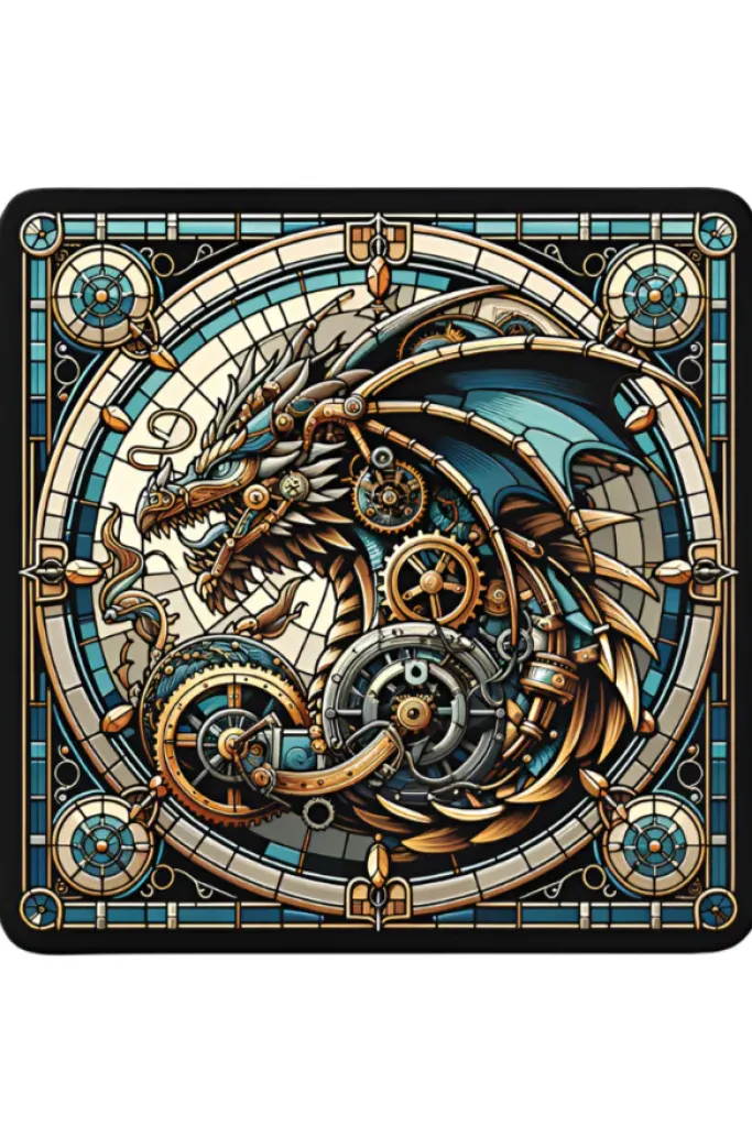 Oakhart Industries Steampunk Blue Dragon Coaster Art038