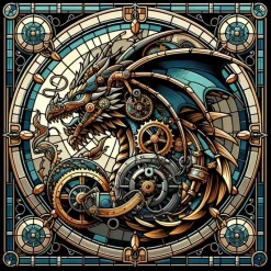 Oakhart Industries Steampunk Blue Dragon Coaster Art038