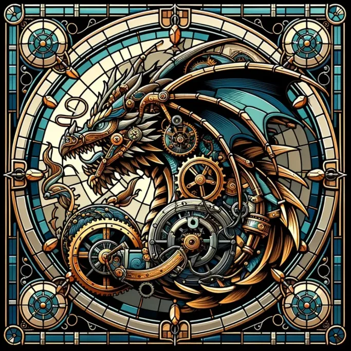 Oakhart Industries Steampunk Blue Dragon Coaster Art038
