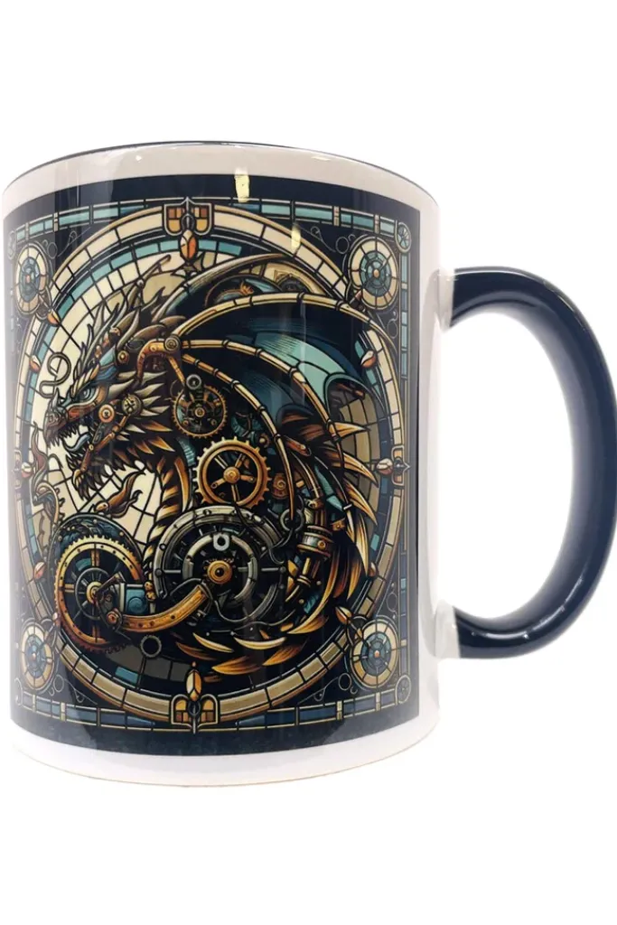 Oakhart Industries Steampunk Blue Dragon Mug Art031