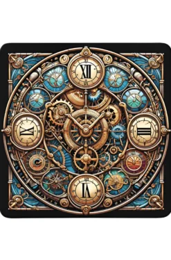 Oakhart Industries Steampunk Cog Clock Coaster Art036