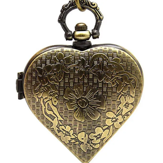 Pocketwatches Steampunk Heart Shaped Necklace Pocket Watch