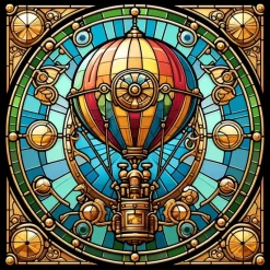 Oakhart Industries Steampunk Hot Air Balloon Coaster Art037
