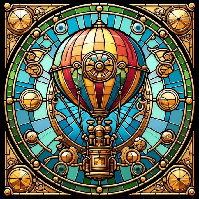 Oakhart Industries Steampunk Hot Air Balloon Coaster Art037