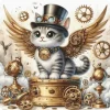 Oakhart Industries Steampunk Kitten Coaster Art113