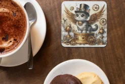 Oakhart Industries Steampunk Kitten Coaster Art113