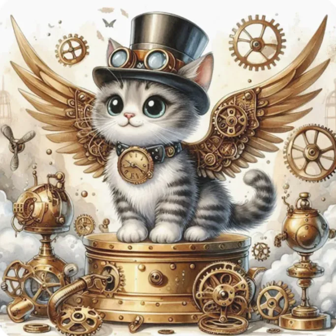 Oakhart Industries Steampunk Kitty Mug Art099