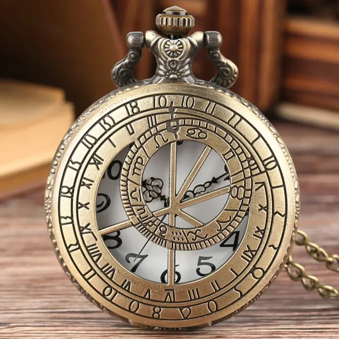 Pocketwatches Steampunk Pocket Watch with Astrolabe Zodiac Design