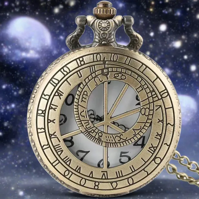 Pocketwatches Steampunk Pocket Watch with Astrolabe Zodiac Design