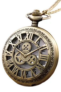 Pocketwatches Steampunk Pocket Watch with Gears and Clock Face Design