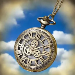 Pocketwatches Steampunk Pocket Watch with Gears and Clock Face Design