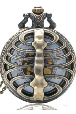 Pocketwatches Steampunk Pocket Watch with Ribcage on Necklace Chain