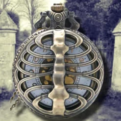 Pocketwatches Steampunk Pocket Watch with Ribcage on Necklace Chain