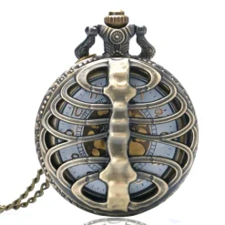 Pocketwatches Steampunk Pocket Watch with Ribcage on Necklace Chain