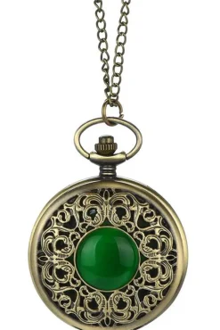 Pocketwatches Steampunk Pocket Watch with green Cabochon