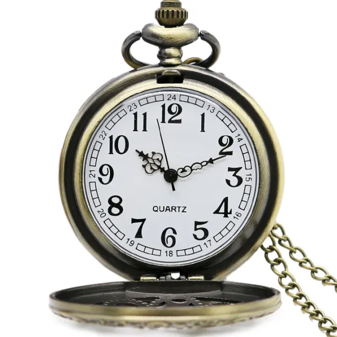 Pocketwatches Steampunk Pocket Watch with Gears on Necklace Chain