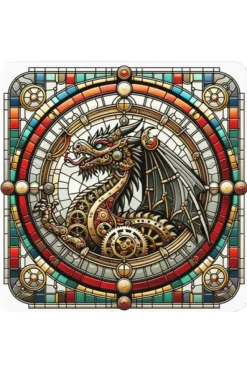 Oakhart Industries Steampunk Red Dragon Coaster Art039